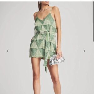 ISO Retrofete Green Asymmetrical Ruffled Mini Dress in medium or large